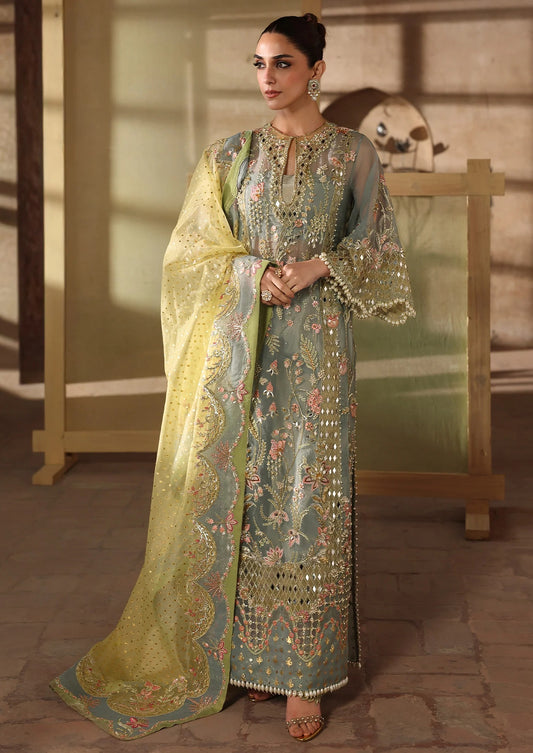 Crimson Luxury Organza Embroidered 3Pc Unstitched Suit JHALAK