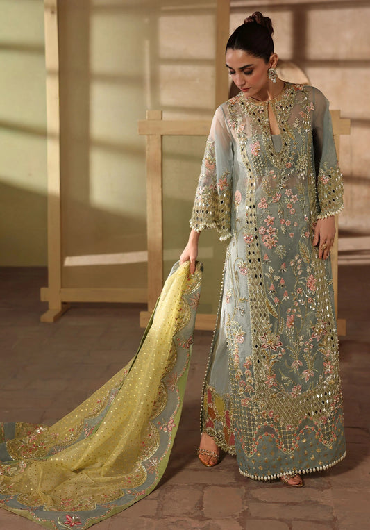 Crimson Luxury Organza Embroidered 3Pc Unstitched Suit JHALAK