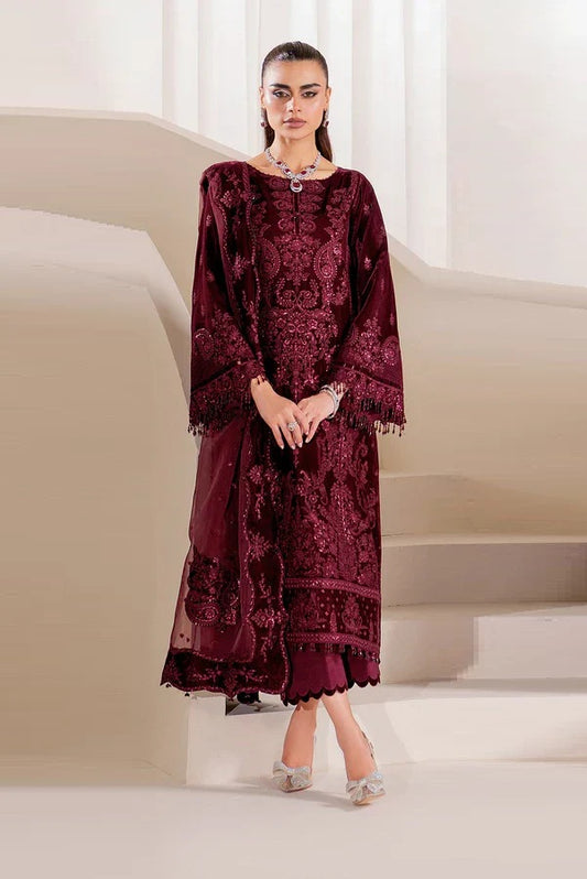 Baroque Luxury Embroidered Velvet Suits 3 Pcs Unstitched UF-758