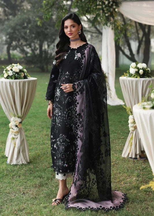 Sardinia - Luxury Lawn Embroidered 3 Piece Unstitched - Midnight Bloom