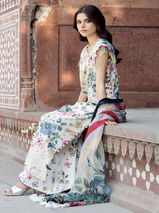 Bin Ilyas -Luxury Lawn Embroidered 3 Piece Unstitched- 2081 -A