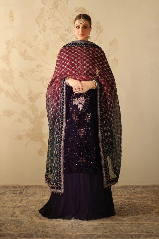 Baroque SF-4319 - Luxury Velvet Embroidered 3 Piece Unstitched