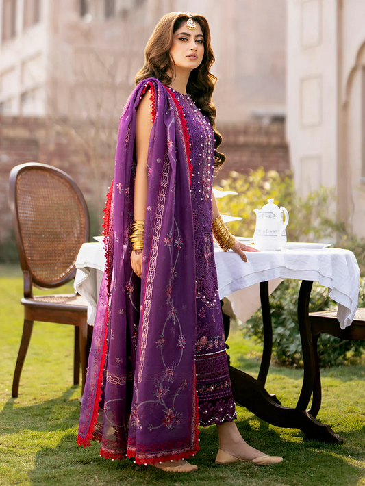 Bin Ilyas Luxury Lawn Embroidered 3pcs Unstitched- 404-A DilBaro