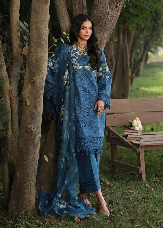 Sardinia - Luxury Lawn Embroidered 3 Piece Unstitched - Blue Blossoms