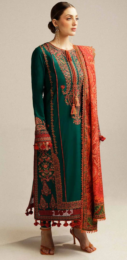 Hussain Rehar - Luxury Lawn Embroidered 3 Piece Unstitched - Marjaan