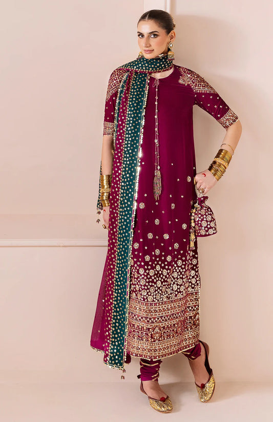 Jazmin Luxury Velvet Embroidered Unstitched 3 Piece - CVF D-02