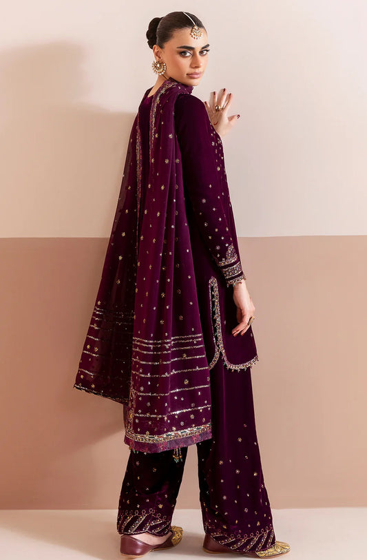 Jazmin Chandani Embroidered Velvet Unstitched 3Pc Suit CVF D-05