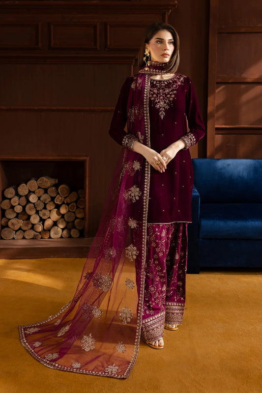 Batik Luxury Velvet Embroidered Collection Amar 3Pc - Velvet Luxe