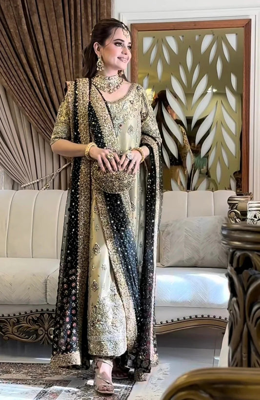 Haris Shakeel - Sumbul Iqbal - Luxury Myssory Embroidered Unstitched 3PCS