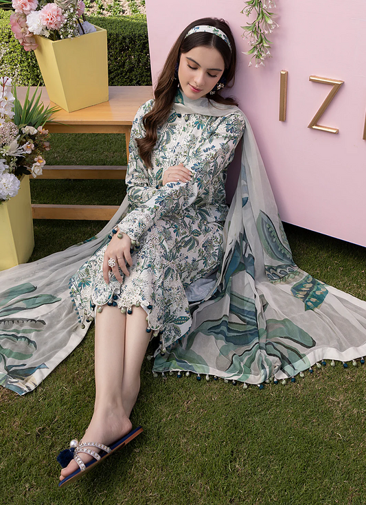 Izel - Luxury Lawn Embroidered 3 Piece Unstitched - Breeze