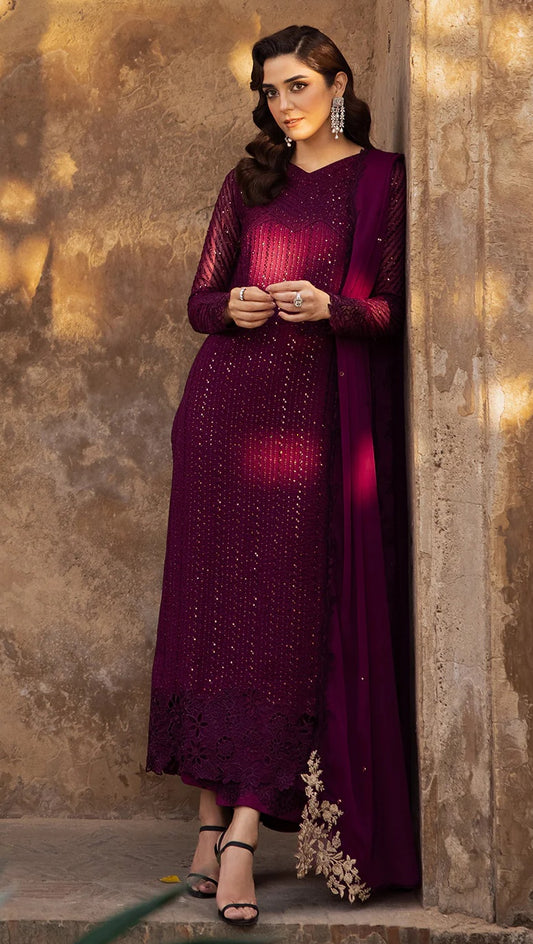 Azure Luxury Chiffon Embroidered Collection GARNET MAJESTY