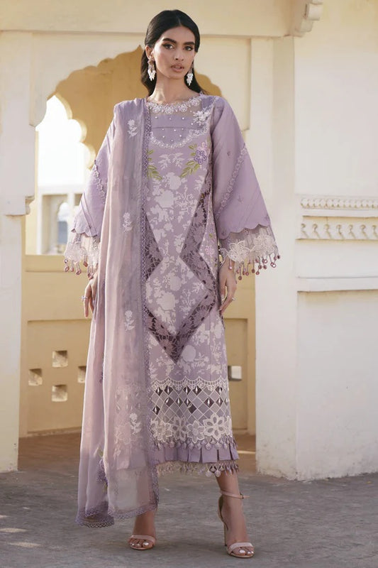 Parishay SLA 09 Luxury Lawn 3 Pc Embroidered | Mauve Shangrila 26