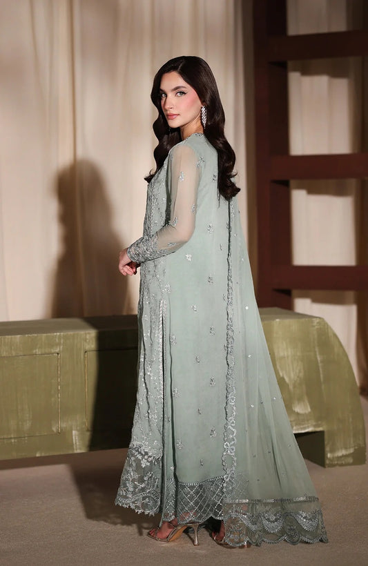 Azure Luxury Embroidered Chiffon Unstitched 3Pc Suit Satin Sage