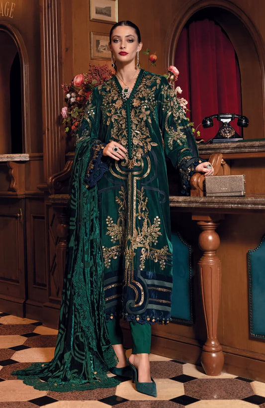 Luxe by Maria B Unstitched Embroidered Velvet 3 Piece MB25LW D2 With Palaichi Shawl