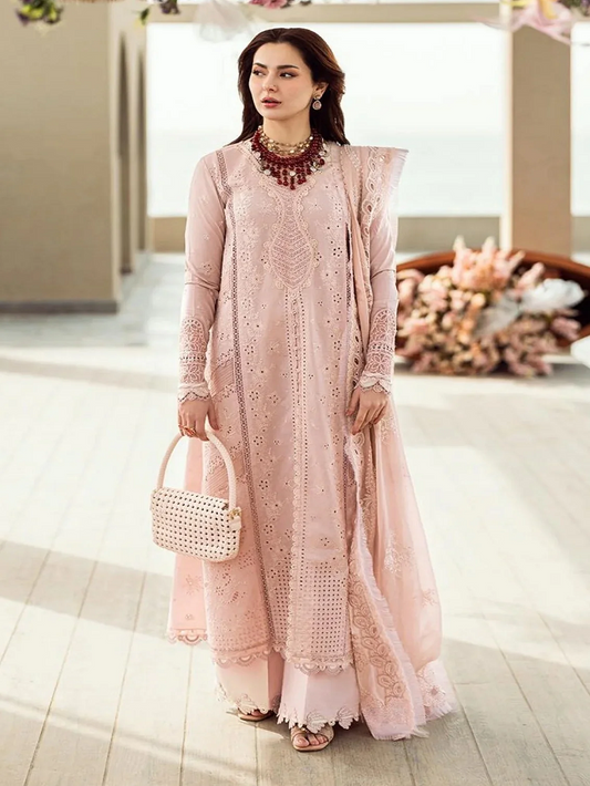 Qalamkar - Luxury Lawn Embroidered 3 Piece Unstitched - FK-10 Zoe