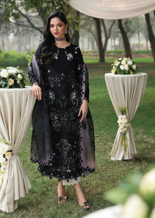 Sardinia - Luxury Lawn Embroidered 3 Piece Unstitched - Midnight Bloom
