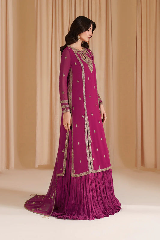 Iznik Luxury Chiffon Embroidered Collection Fuchsia Pink CC 81 3PCS