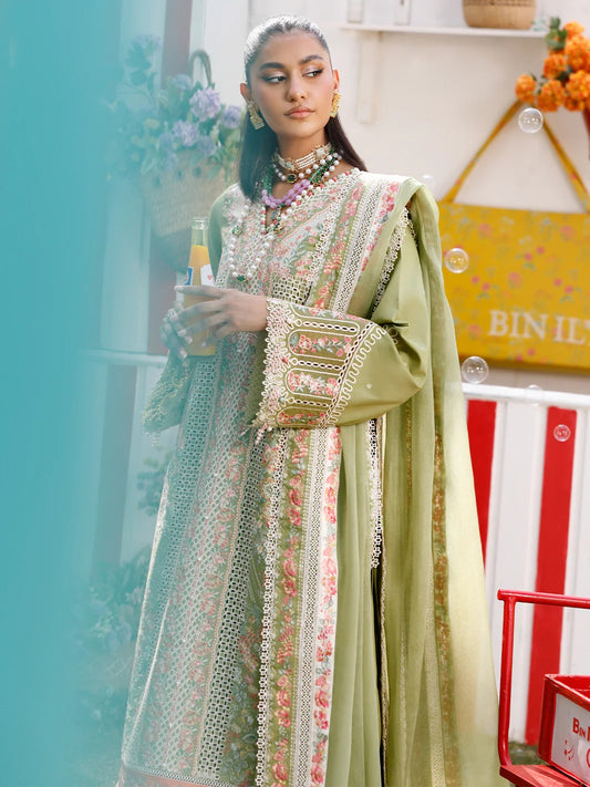 Bin ilyas - Luxury Lawn Embroidered 3 Piece Unstitched - 33 - A
