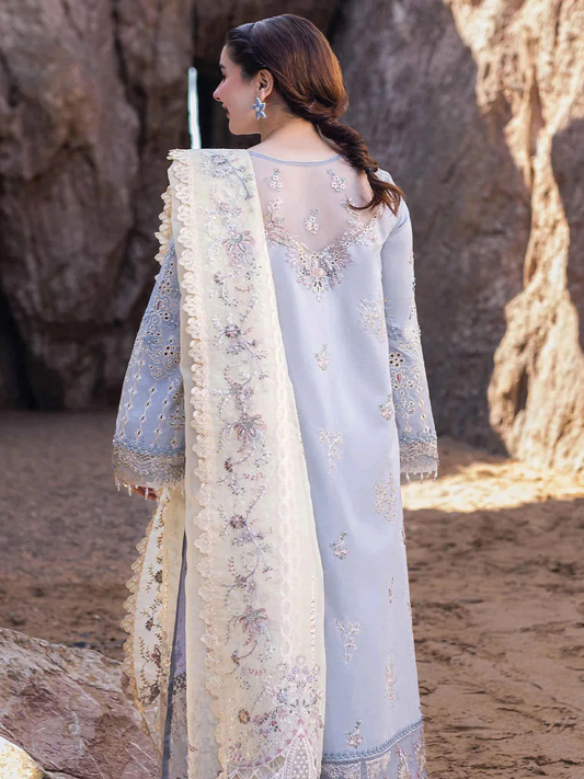Qalamkar-Saahil Kinaare -Lawn Chikankari Unstitched 3Pcs- FP-04 Firuze