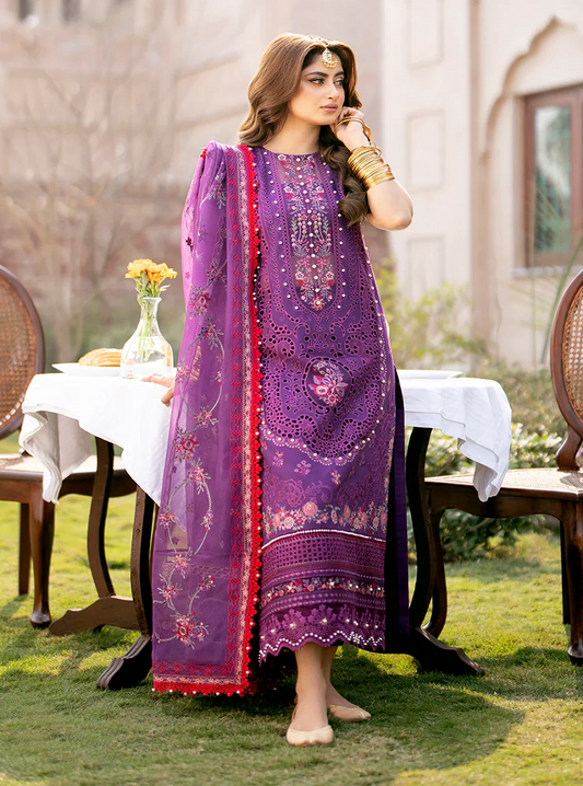 Bin Ilyas Luxury Lawn Embroidered 3pcs Unstitched- 404-A DilBaro