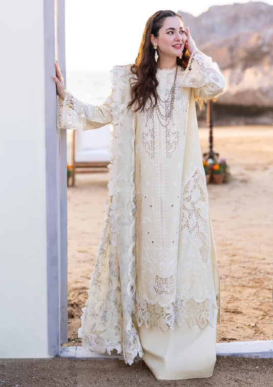 Qalamkar Sahil Kinare Luxury Lawn Embroidered 3 Piece Unstitched - FP-01 Jana