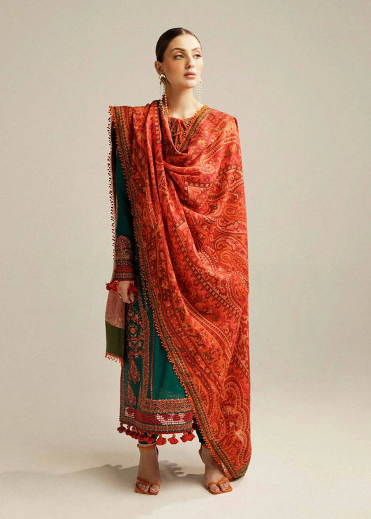 Hussain Rehar - Luxury Lawn Embroidered 3 Piece Unstitched - Marjaan