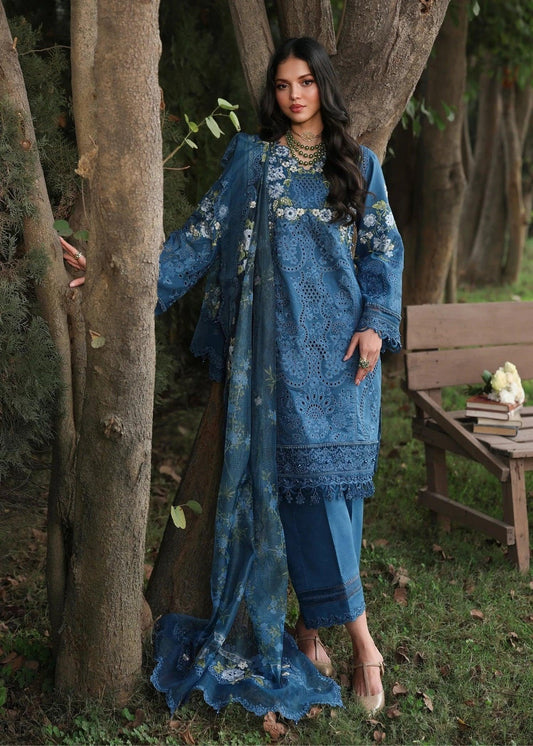 Sardinia - Luxury Lawn Embroidered 3 Piece Unstitched - Blue Blossoms
