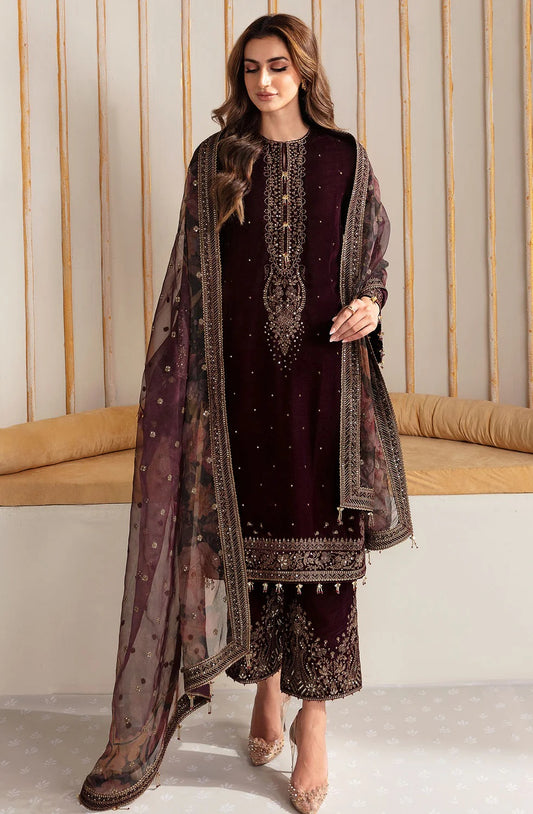Jazmin Embroidered Velvet Formal 3 Pieces Unstitched JZ-VF-2225 Luxury Collection