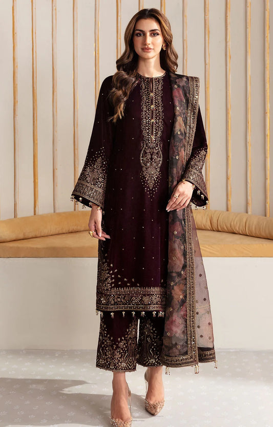 Jazmin Embroidered Velvet Formal 3 Pieces Unstitched JZ-VF-2225 Luxury Collection