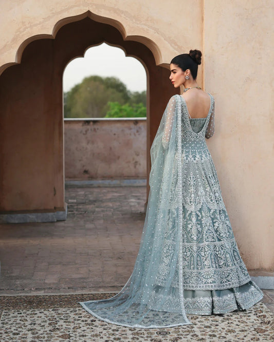 FZ  Luxury Net Embroidered 3Pc Unstitched Suit Dorien
