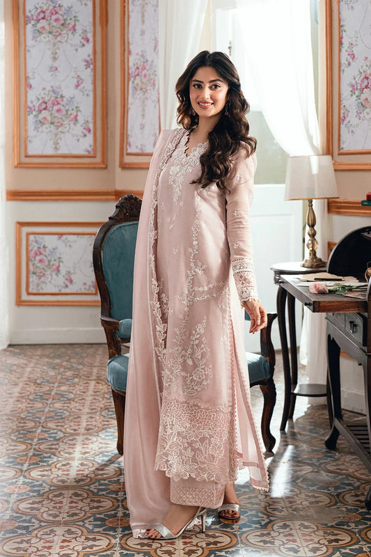 Azure Ensembles Embroidered Chiffon Unstitched 3Pc Suit ES 139 Rosebud