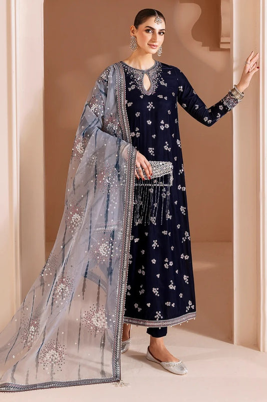 Jazmin Embroidered Velvet Formal 3 Pc Unstitched CVF D-03 Chandni