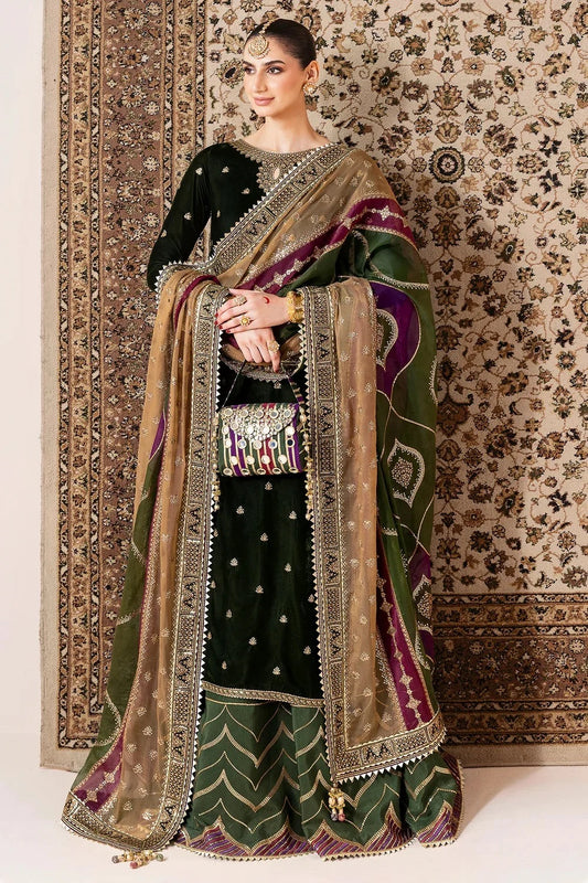 Jazmin Luxury Velvet Embroidered 3 Piece Unstitched - CVF D-09