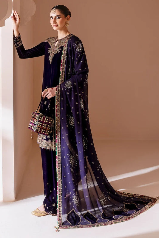 Jazmin Embroidered Velvet Formal 3 Pieces Unstitched CVF D-08 Nilofer