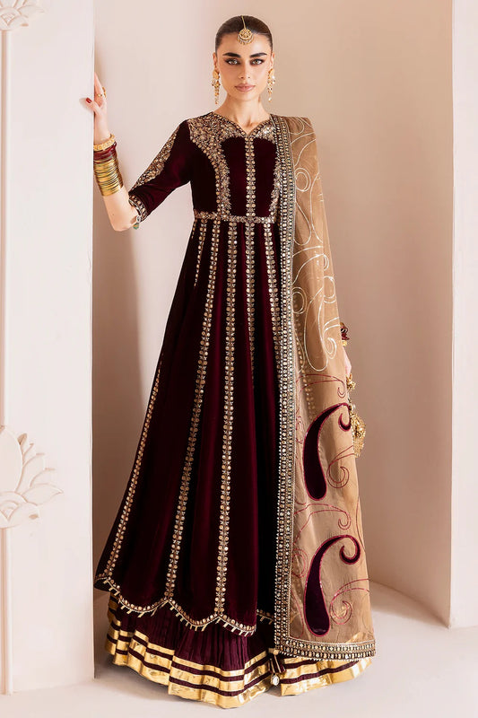 Jazmin Chandani Embroidered Velvet Unstitched 3Pc Maxi CVF D-12