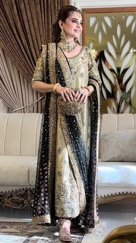 Haris Shakeel Sumbul Iqbal - Luxury Myssory Embroidered  Unstitched 3PCS