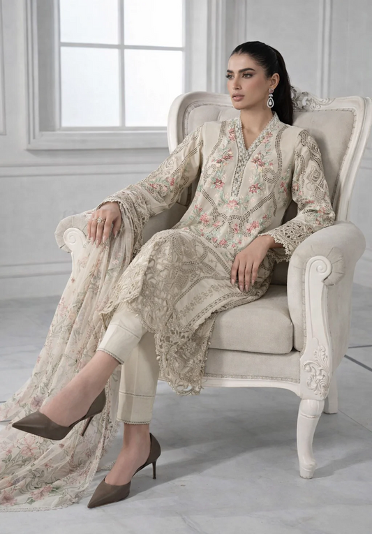 Maria.B Luxury Lawn Embroidered 3pcs Unstitched DS-2514-B Eid Collection
