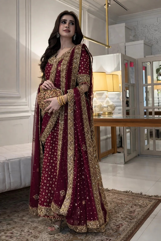 Haris Shakeel Luxury Chiffon Embroidered 3 Piece Unstitched - HR 69 Aisha Afridi