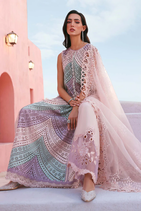 Maria.B Luxury swiss Lawn Unstitched Embroidered 3Pc Suit D-2612-B