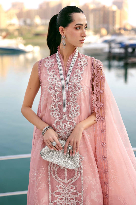 Maria.B Luxury Lawn Unstitched Embroidered 3Pc Suit D-2604-B Rose Mirage