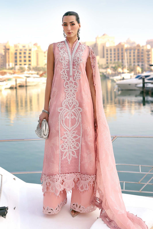 Maria.B Luxury Lawn Unstitched Embroidered 3Pc Suit D-2604-B Rose Mirage