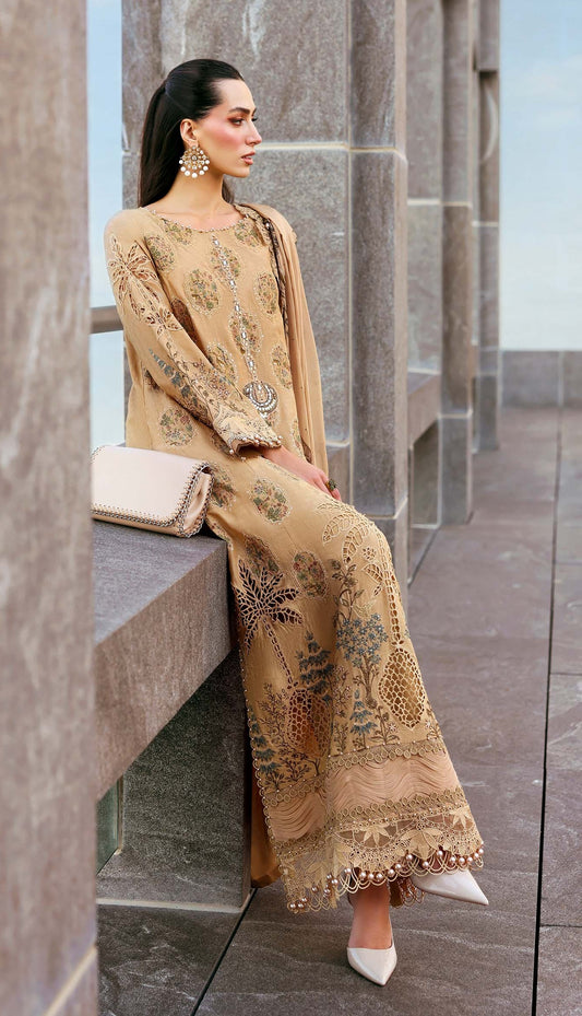 Maria.B Luxury Embroidered Jacquard Lawn Unstitched 3Pc Suit D-2605-A