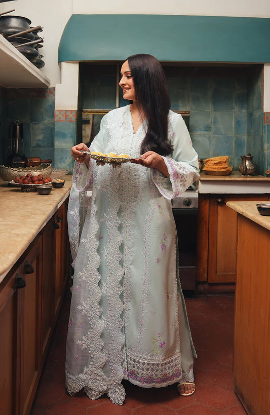 Afrozeh Luxury Embroidered Lawn Unstitched 3Pc Suit-Cham Cham
