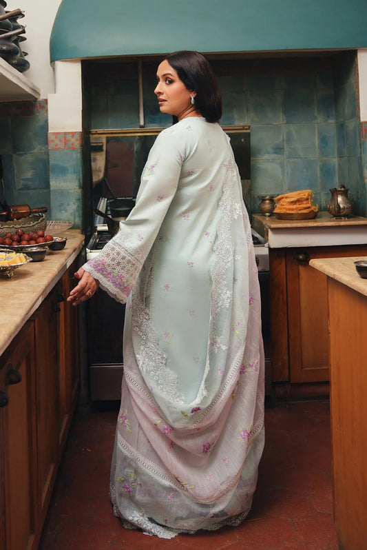 Afrozeh Luxury Embroidered Lawn Unstitched 3Pc Suit-Cham Cham