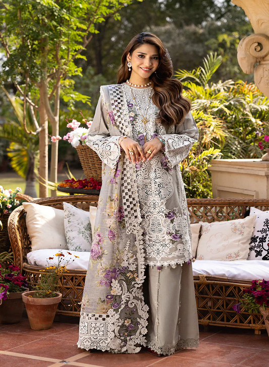 Elaf Premium Embroidered Luxury Lawn Unstitched 3Pc Suit ELM-05 RAMSHA