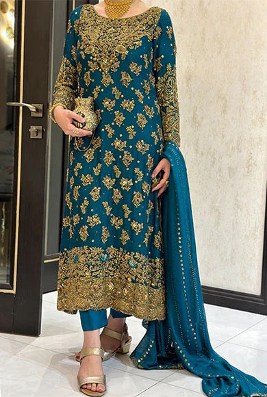 Haris Shakeel Luxury Brides Pure Chiffon 3 Piece Unstitched