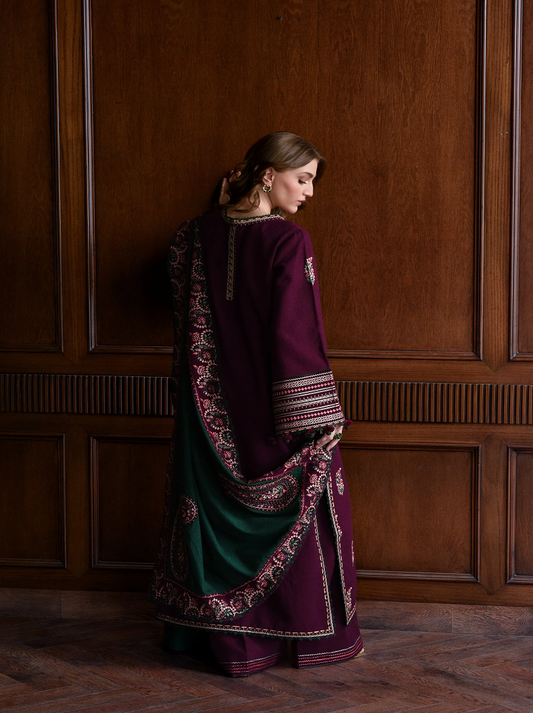 Batik Luxury lawn Embroidered Unstitched Collection Maroon