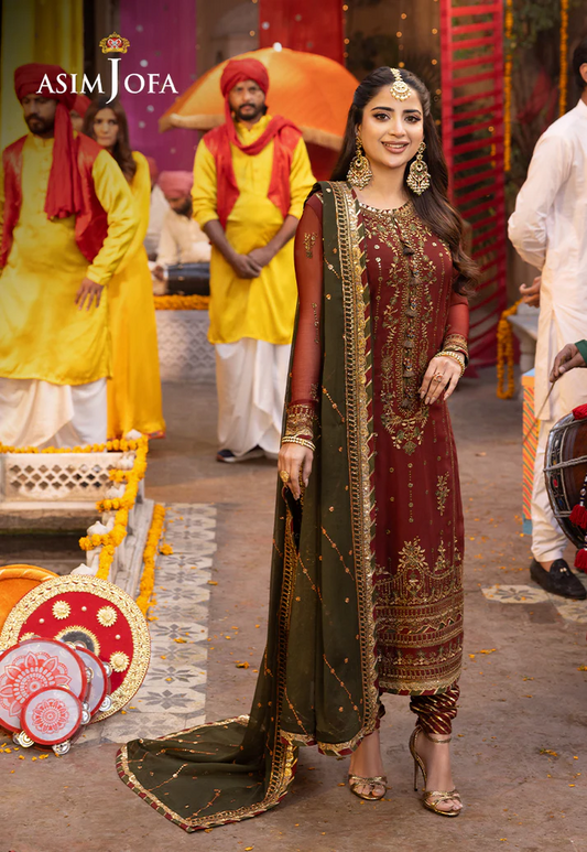Asim Jofa - Luxury Chiffon Embroidered 3 Pcs Unstitched - AJCD-22