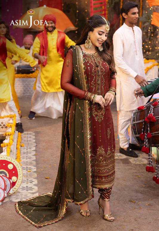Asim Jofa - Luxury Chiffon Embroidered 3 Pcs Unstitched - AJCD-22