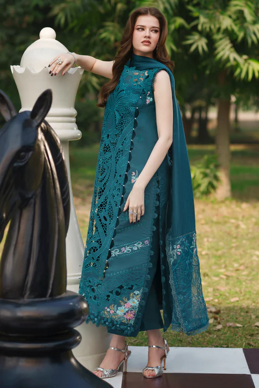 Parishay Luxury Lawn Embroidered 3 Pc Unstitched Suit SQ-04 ZINC